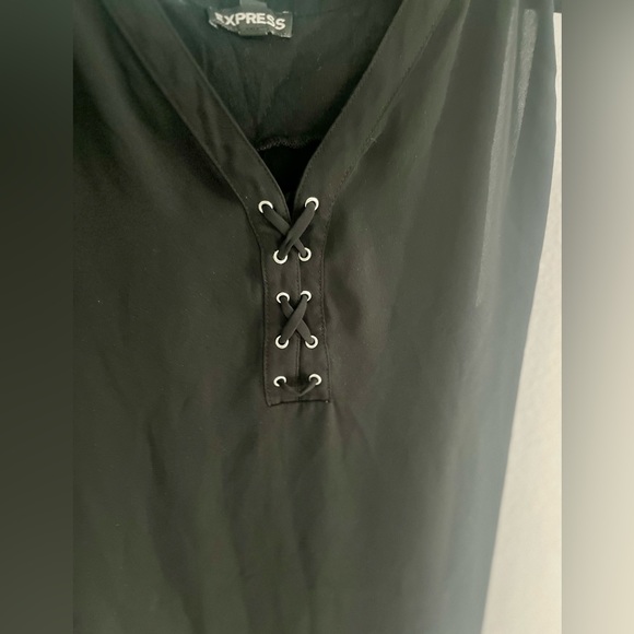 Black Express Lace Up Blouse - Picture 3 of 4
